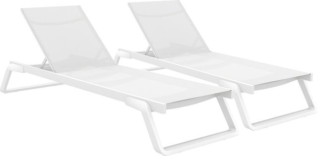 CLP 2er Set Sonnenliege Tropic aus GFK mit verstellbarer Rückenlehne und Rollen - Bild 1