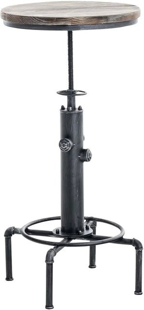 DELUKE Stehtisch THEA Rund, Bartisch aus Vollholz und Stahlrohr, Farbe Silber/Braun, B/T/H: 39 x 39 x 79 cm - Bild 1
