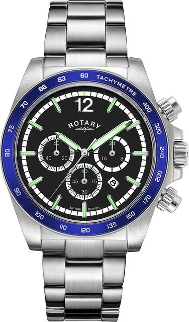 Rotary Chronograph, Quarz, Edelstahl, Schwarz, 41 mm, Herren - Bild 1