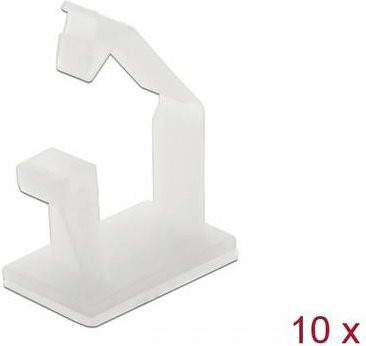 Delock Kabel-Halteclips aus Nylon in Weiß und Transparent, 10 Stück, B x H: 16 x 12 mm - Bild 1