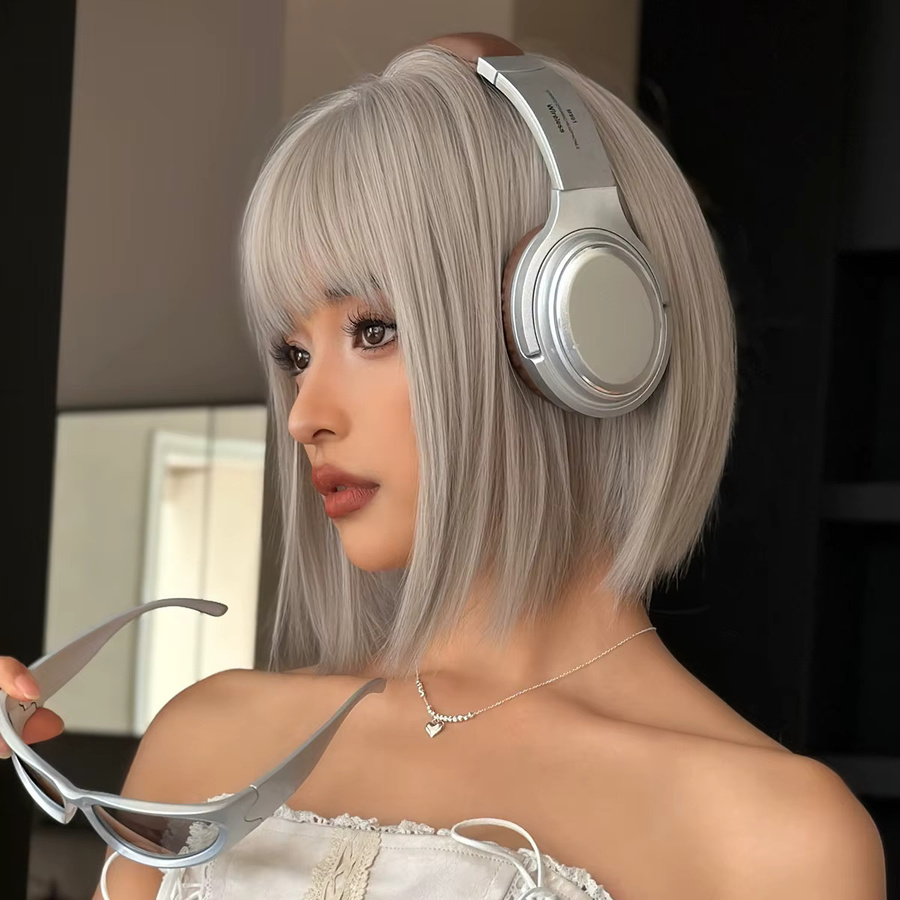 7JHH WIGS Perücke, kurz, glatt, aschbeige, Damen - Bild 3