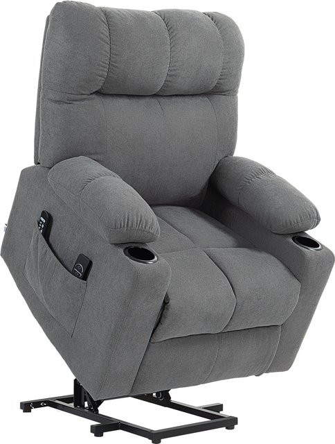 HOMCOM Fernsehsessel mit Aufstehhilfe und Massagefunktion in Grau, B/T/H: 144 x 91 x 88 cm - Bild 1