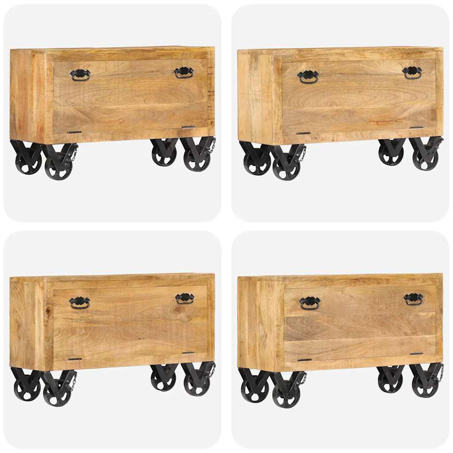 vidaXL Schuhschrank aus Mango-Massivholz in Braun, B/T/H: 86 x 35 x 55 cm - Bild 3