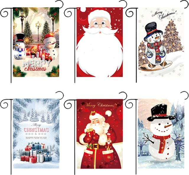 Weihnachts-Gartenflagge von joy-enlife mit Santa Claus und Schneemann, doppelseitig, mehrfarbig, B/H: 45 x 30 cm - Bild 1