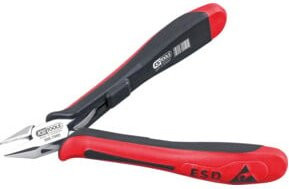 KS Tools ESD Seitenschneider mit spitzem Kopf und feiner Schneide, rot, Länge: 125 mm - Bild 1