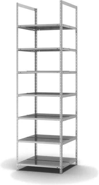PROREGAL Aktenregal mit Schraubsystem, verzinktes Grundregal in Silber, 7 Ebenen, Fachlast 90 kg, H x B x T: 250 x 75 x 60 cm - Bild 1