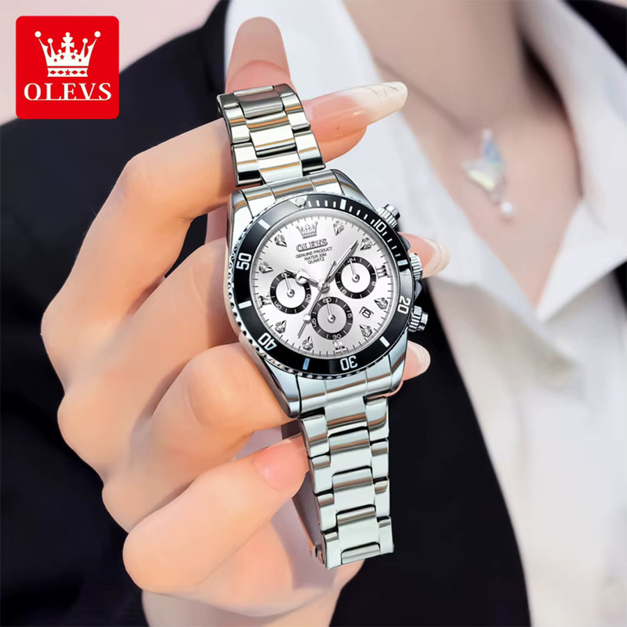 OLEVS Chronograph, Quarz, Edelstahl, Weiß, Damen - Bild 5