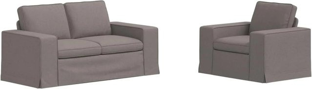 vidaXL Sofa 2-teilig Taupe Stoff mit Metallrahmen und Armlehnen B/T/H: 162 x 80 x 82 cm und 103 x 80 x 82 cm - Bild 1