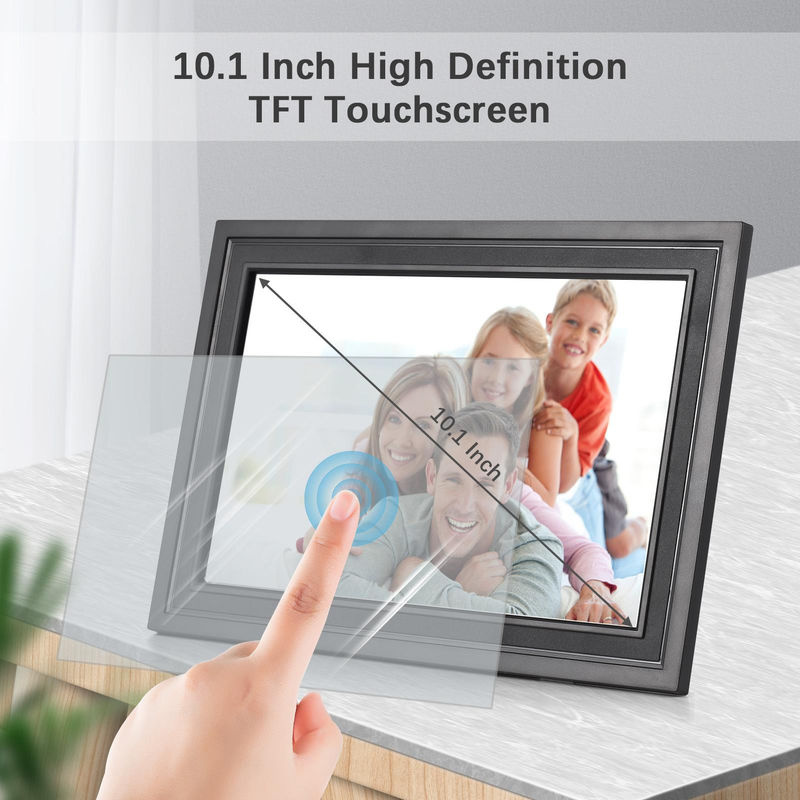 Andoer Digitaler Bilderrahmen 10,1 Zoll WiFi Cloud mit TFT-Touchscreen und 16 GB Speicher, Schwarz - Bild 3