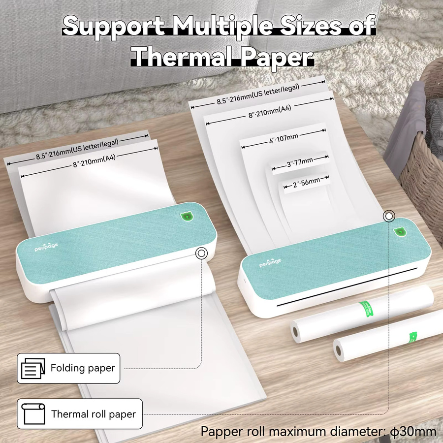 Peripage A40 Kabelloser tragbarer Thermo-A4-Drucker mit 304 dpi für mobiles Drucken - Bild 3