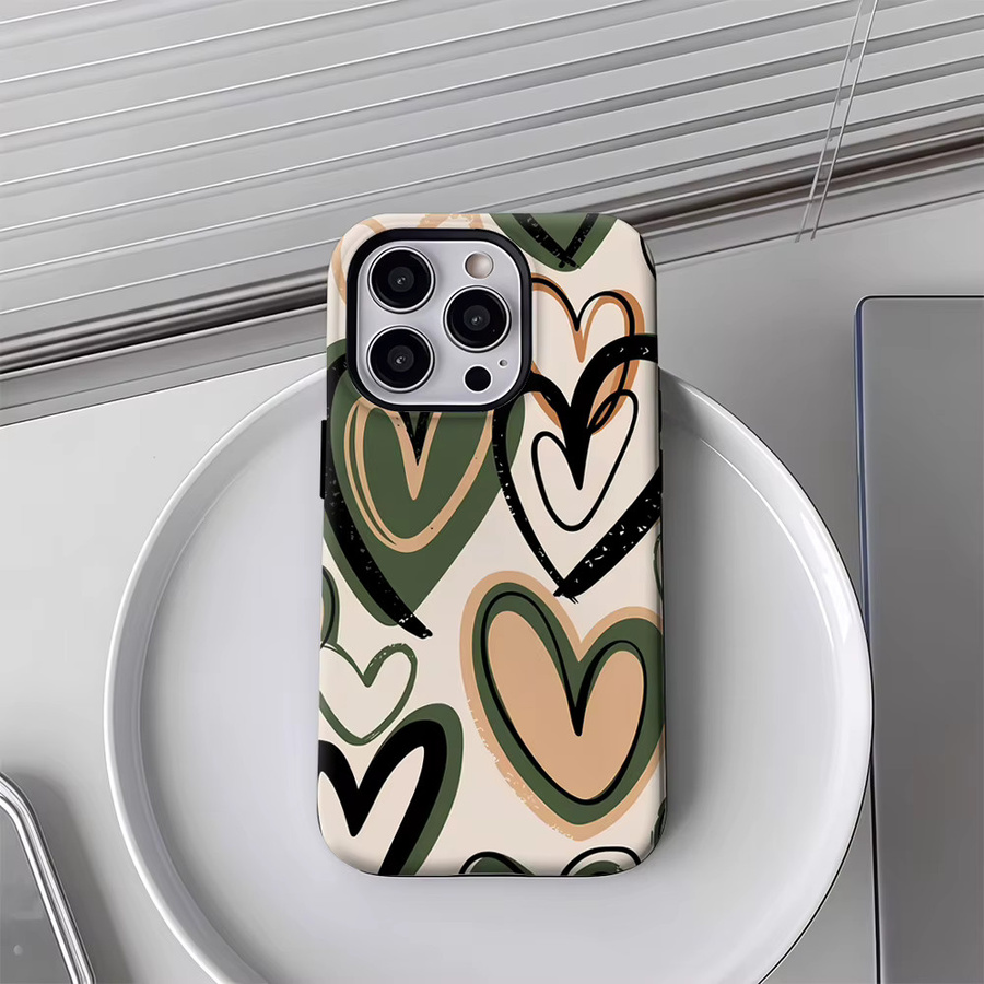 Potdemiel Robuste Handyhülle mit Pinselstrich-Herz Design für iPhone 17 16 15 14 13 Pro Max Plus, Mehrfarbig - Bild 4
