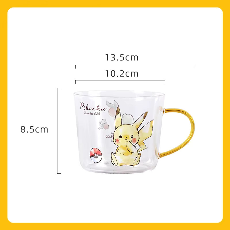 SHUNXIANG Pokémon Pikachu Glas-Wasserbecher aus Borosilikatglas mit Griff, transparent - Bild 4