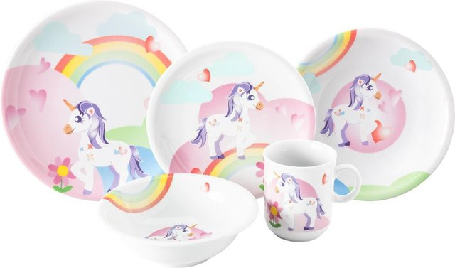 Seltmann Weiden Kindergeschirr Set Compact Mein kleines Einhorn 5er Set aus Porzellan in Multicolour - Bild 1