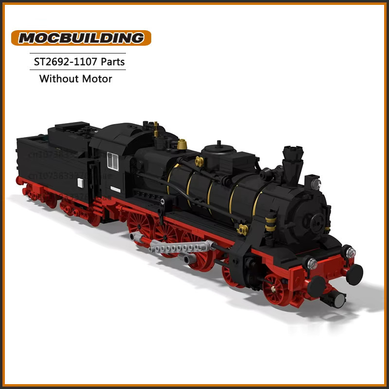 MOCBUILDING Dampf-Lokomotive Modellbausatz aus Kunststoff in Schwarz als DIY Montage Spielzeug für Sammler und Technik-Fans - Bild 2