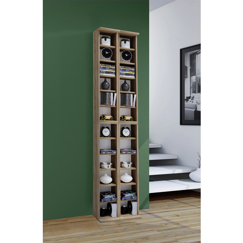 VCM Almera CD DVD Regal aus Holzwerkstoff in Sonoma-Eiche, B: 42 cm, H: 183 cm, T: 20 cm - Bild 2