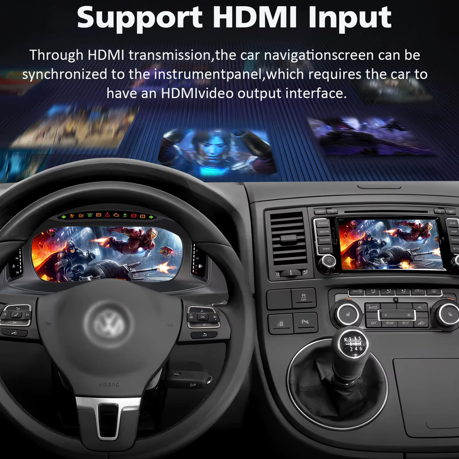 Hizpo Digitales Armaturenbrett für Volkswagen Multivan T5 2008 - 2015 mit HDMI, Carplay und Android Auto in Schwarz - Bild 4