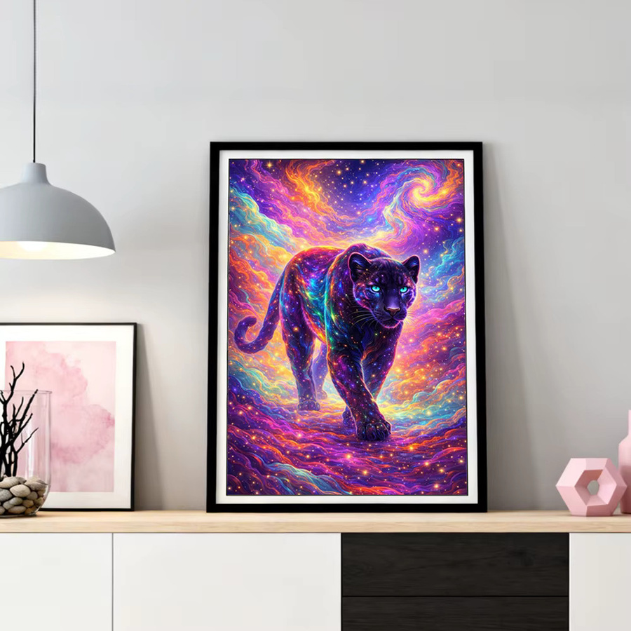HUACAN Diamant-Mosaik-Set Leopard Tier Motiv mit runden Strassen in Multicolour für deine Heimdekoration B/H: 20 x 30 cm - Bild 2