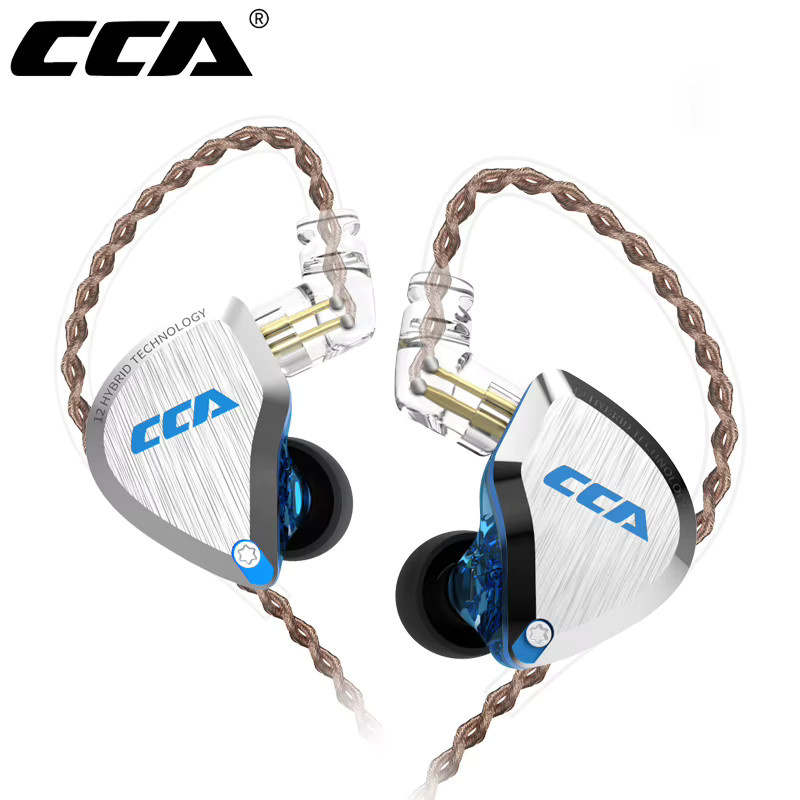 CCA C12 Hybrid-In-Ear-Kopfhörer mit 5BA und 1DD Treibern in Blau und Silber - Bild 4