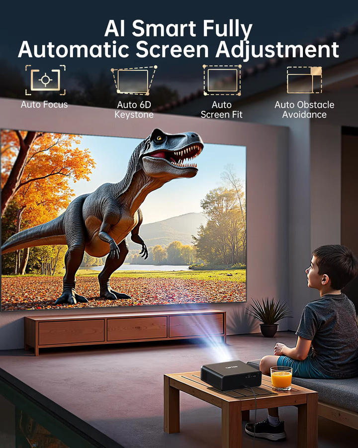 TOPTRO 4K Smart Home Theater Filmprojektor in Schwarz mit Autofokus, Keystone, WiFi6 und Bluetooth 5.2, Full HD 1080p, offiziell Netflix-kompatibel - Bild 4