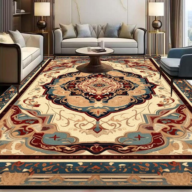 Karpetti Teppich im europäischen Retro-Stil mit floralem Design, rutschfest und waschbar, B/T: 200 x 300 cm, Mehrfarbig - Bild 1