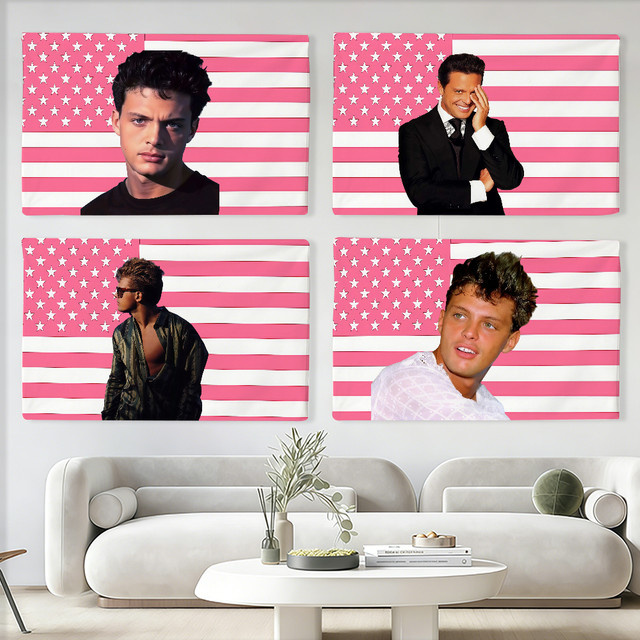 Warner Bros. Luis Miguel Flagge in Pink mit Sternen und Streifen, Textil-Wanddeko für Innen- und Außenbereich, Breite: 60,0 cm, Höhe: 40,0 cm - Bild 1