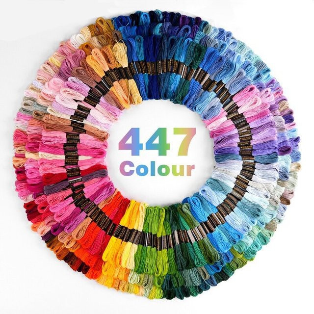 Mehrfarbiges Stickgarn-Set aus Baumwolle mit 100 bis 447 Teilen für Kreuzstich und DIY-Stickereien inklusive Nadeln - Bild 1