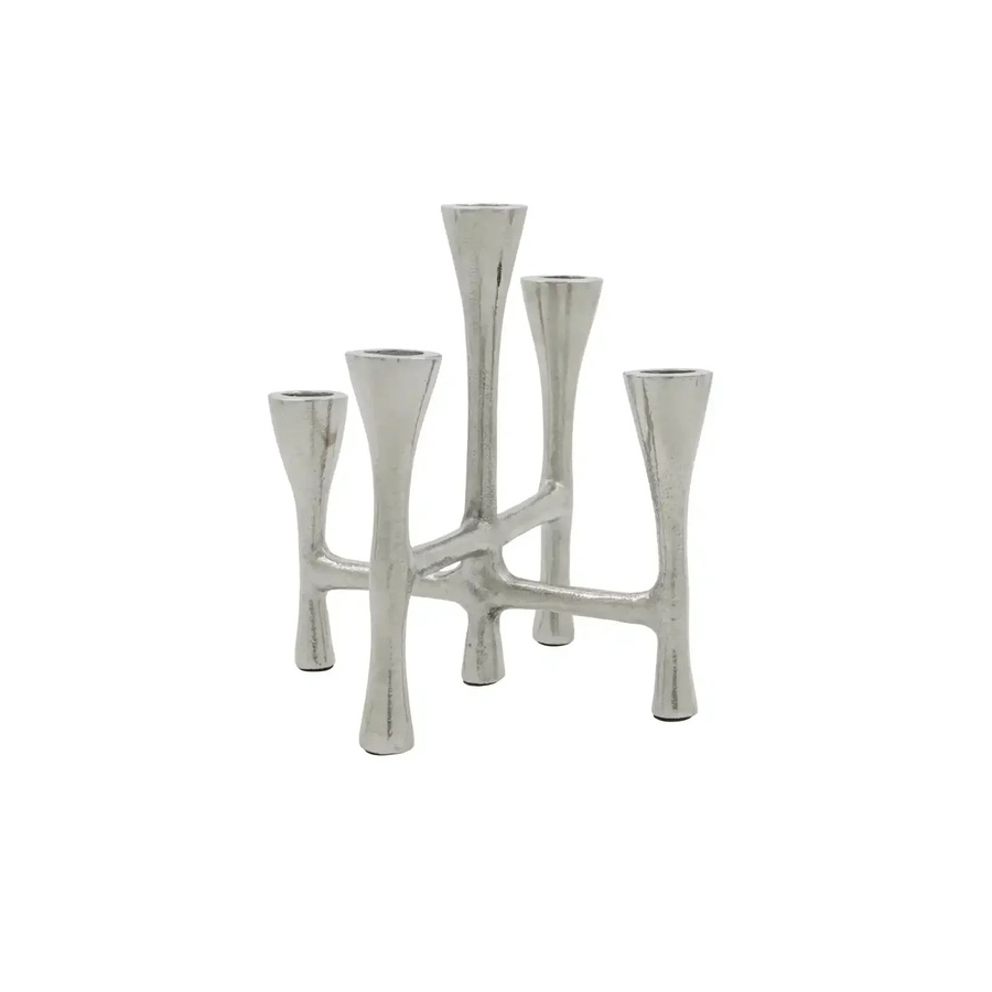 House Doctor Kerzenhalter Tristy in Silber aus Aluminium mit skulpturaler Form, Höhe: 20 cm - Bild 1