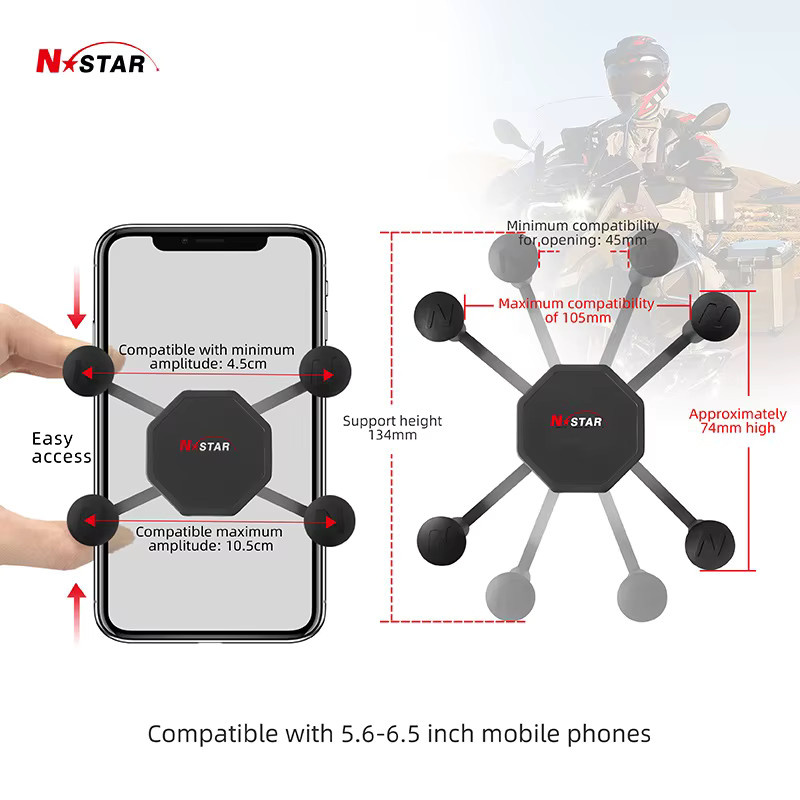 N-Star X-Grip Handyhalterung für Fahrrad und Motorrad in Schwarz mit Tough-Strap und Lenkerbasis für Ram-Halterungen - Bild 3