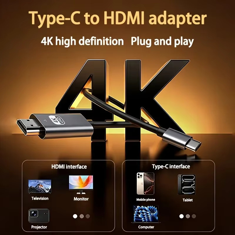 HANNUO USB-C zu HDMI Kabel Adapter für 8K und 4K 60Hz/144Hz zur Verbindung von MacBook, iPhone 15, 16 und PC mit HDTV 2.0 - Bild 3