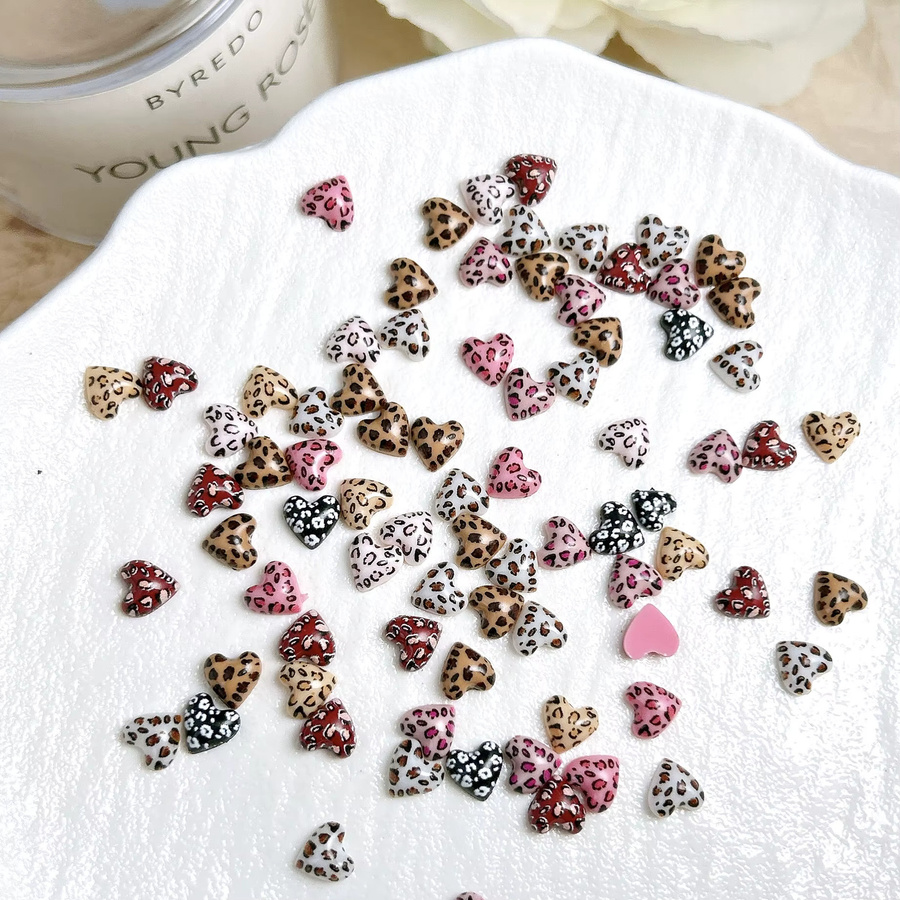 30 Stück Nagel Charms Harz Bogen Herz Leopard Print, Nail Art Dekoration - Bild 4