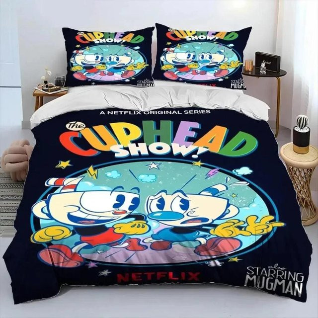 Bettwäscheset Cuphead und Mugman mit Bettbezug und Kissenbezug, Unisex, Mehrfarbig, B/H: 135 x 200 cm - Bild 1
