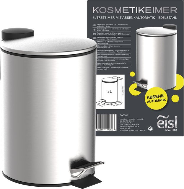 Eisl Kosmetikeimer aus Edelstahl in Silber mit Absenkautomatik, Volumen: 3 Liter - Bild 2