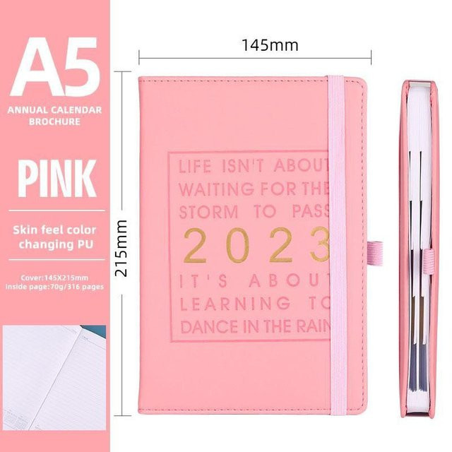 YSL A5 Tagebuchplaner 2023 mit Monatsregister, Wochen- und Monatsplaner, Rosa, 316 Seiten - Bild 1
