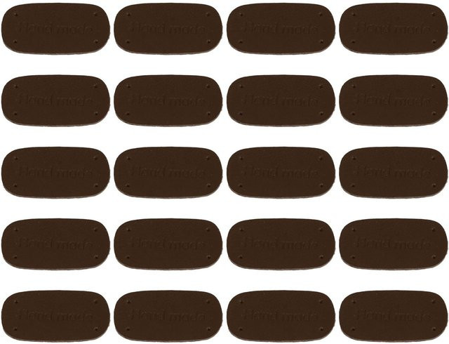 20 Stück DIY Lederanhänger in Coffee von DIYelecs mit Löchern für Taschen und Nähprojekte, Farbe: Braun - Bild 1