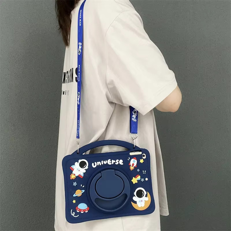 3D Cartoon Silikon Schutzhülle für Xiaomi Redmi Pad SE 11 Zoll 2023 MiPad 6/6Pro 5/5Pro mit rotierendem Stand in Blau - Bild 5