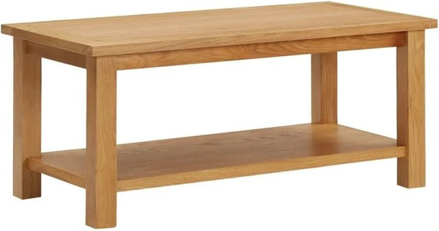 vidaXL Couchtisch aus Eiche Massivholz in Dunkelbraun, rustikaler Couchtisch, B/T/H: 90 x 45 x 40 cm - Bild 1