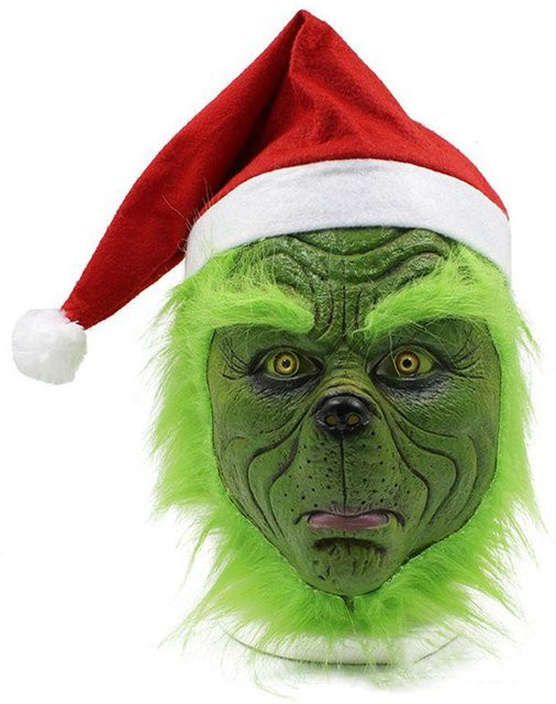 Rascal Der Grinch Maske mit Weihnachtsmütze, Grün, Rot - Bild 1
