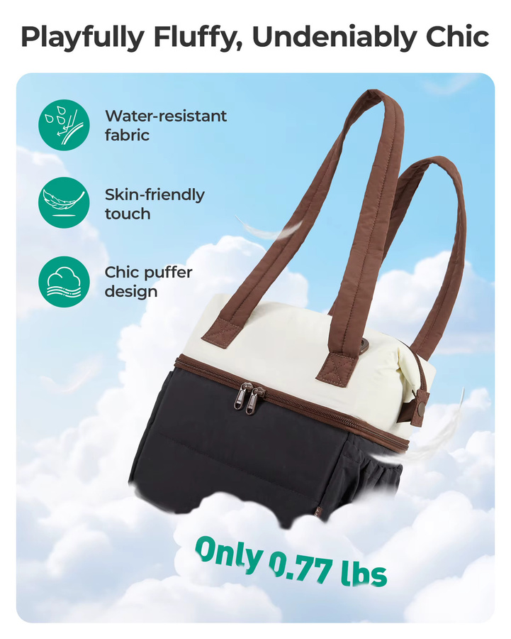 BAGSMART Isolierte Lunchtasche mit Schultergurt, tragbare Thermo-Kühltasche für Büro und Schule, Schwarz/Weiß - Bild 5