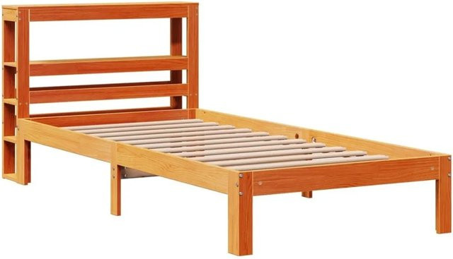 vidaXL Massivholzbett aus Kiefernholz in Wachsbraun, rustikales Bett ohne Matratze, B/T/H: 75 x 190 cm - Bild 1
