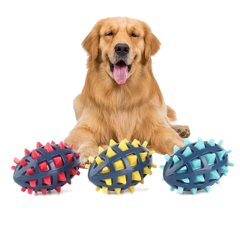 Qzee Hunde-Gummi-Rugby-Ball, Quetschspielzeug mit Geräuschen - Bild 2