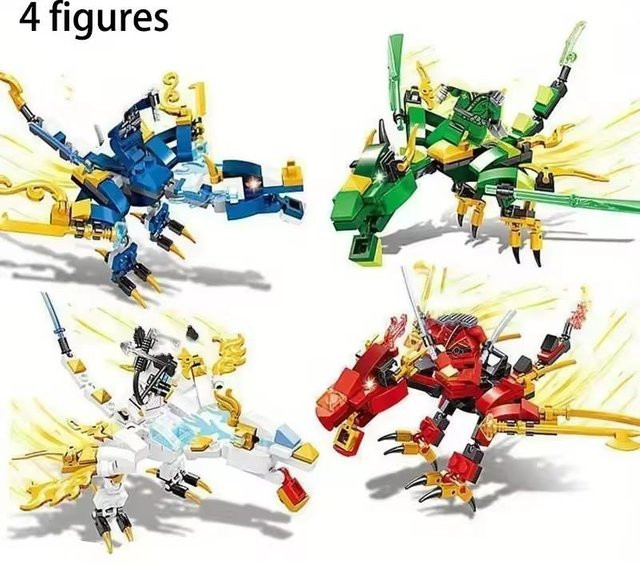 4 Stil Phantom Ninja Drache, Bausteine Mini Figuren, Grau, ab 6 Jahren - Bild 1