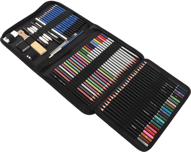 OutsideWorld Skizzier-Set mit 100-teiligem Multifunktions-Werkzeug und faltbarem Mäppchen in Schwarz und Multicolour - Bild 1