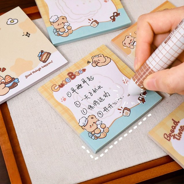 Kawaii Cartoon Bär Notizblock quadratisch mit 50 Blatt in Mehrfarbig - Bild 1