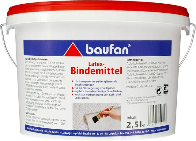 Baufan Latex-Bindemittel wasserbasiert in Weiß oder Transparent, 2,5 kg - Bild 1