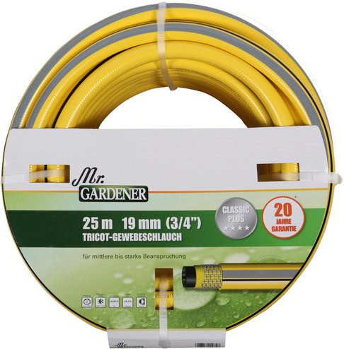 Mr. GARDENER Tricotgewebeschlauch Classic Plus, gelb, 25 m, 3/4 Zoll - Bild 1