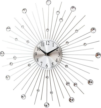 Mebus Wanduhr Silber Analog Rund mit Quarzwerk B/H/T: 50 x 50 x 4 cm
