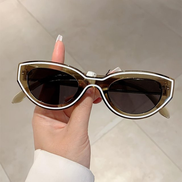 Dote Cat-Eye Sonnenbrille, Damen, Vollrand, Kunststoff, grün, braun - Bild 1