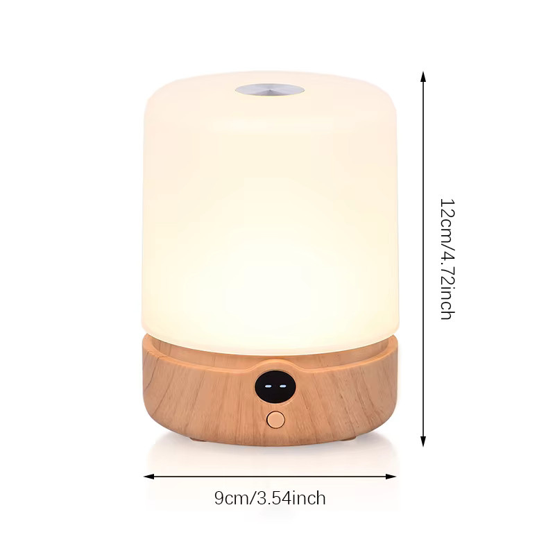 CHOUDAO TECH LED-Nachtlicht mit Touch-Steuerung, USB-C wiederaufladbar, RGB-Farben, Weiß/Holz-Design für Schlafzimmer und Wohnzimmer - Bild 2