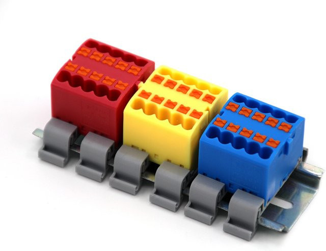 QHJIA Klemmenblock 225 Serie Eins-in-Mehrfach-Anschluss als elektrischer Steckverbinder und Spleißbare Splitter-Führungsschiene, 1-teilig - Bild 1