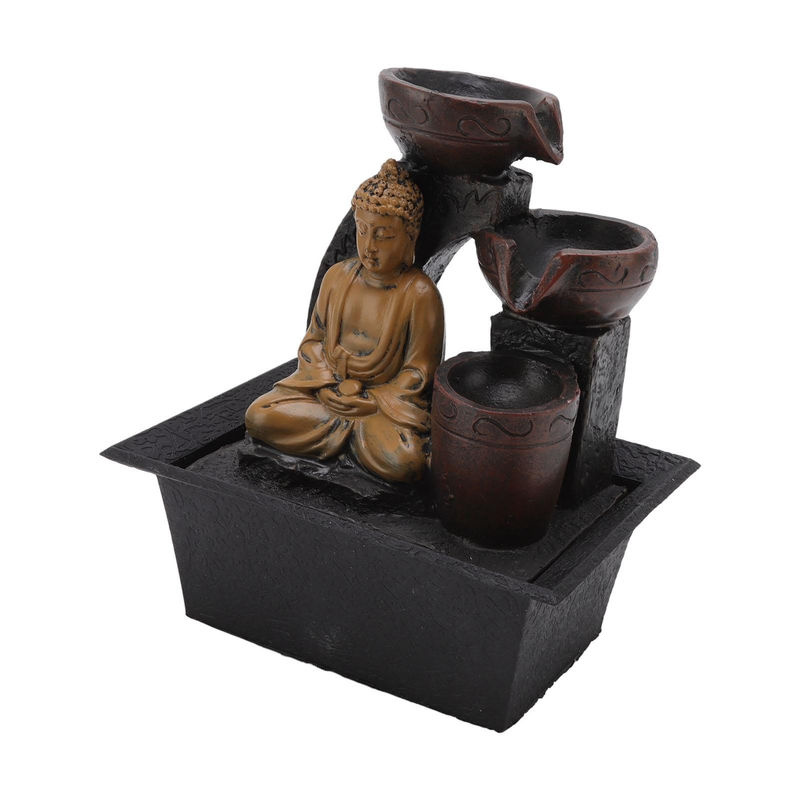 KONNWEI Buddha Wasserfall Dekoration aus Kunstharz mit LED-Beleuchtung in Braun, B/T/H: 13,5 x 18,5 x 22 cm - Bild 5